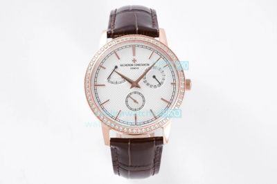 Swiss Replica Vacheron Constantin Traditionnelle Rose Gold Diamond Watch 41.5MM